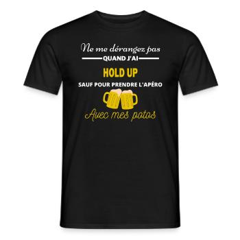 Ne me dérangez pas QUAND J'ai l'apéro hold up - T-shirt homme - noir - Devant - AI Model Male 178 light (178cm)
