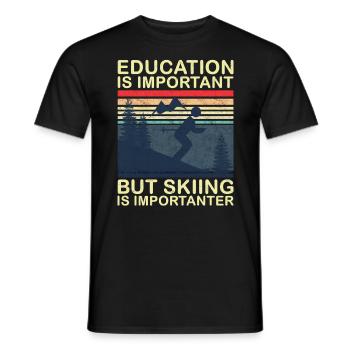 L’éducation est importante, mais le ski est plus important - T-shirt homme - noir - Devant - AI Model Male 178 light (178cm)