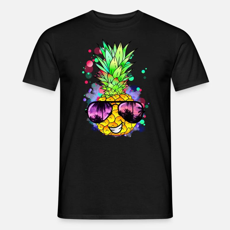 Ananas mit cooler Sonnenbrille - Männer T-Shirt - Schwarz