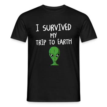 Alien Tshirt UFO Alien Children Mars Gentlemen - Men's T-Shirt - black - Front - AI Model Male 178 light (178cm)