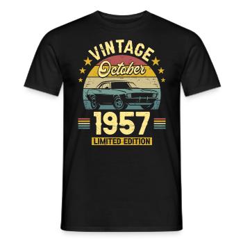 Vintage Octobre 1957 65 Ans Anniversaire - T-shirt homme - noir - Devant - AI Model Male 178 light (178cm)