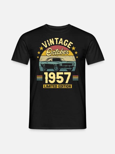 Vintage Octobre 1957 65 Ans Anniversaire - T-shirt homme - noir