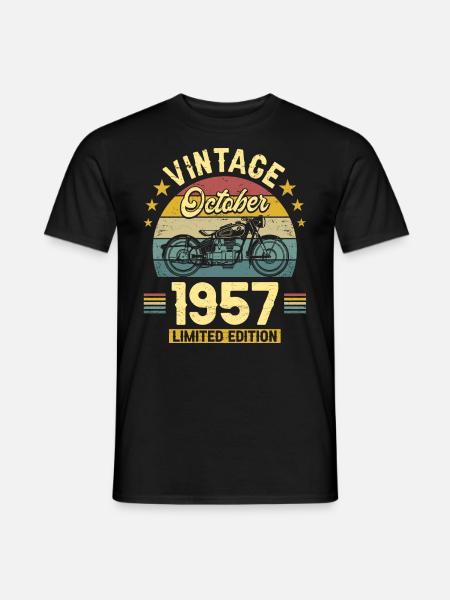 Vintage Octobre 1957 65 Ans Anniversaire - T-shirt homme - noir