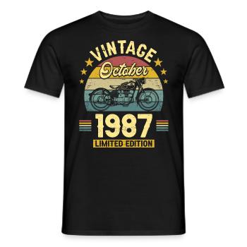 Vintage October 1987 35 Years Anniversary - Men's T-Shirt - black - Front - AI Model Male 178 light (178cm)