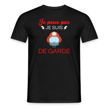 je peux pas je suis de garde pompier - T-shirt homme - noir - Devant - AI Model Male 178 light (178cm)