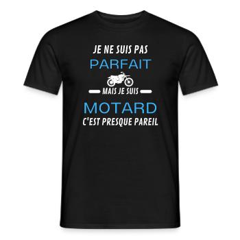je ne suis pas parfait motard - T-shirt homme - noir - Devant - AI Model Male 178 light (178cm)