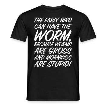 Le lève-tôt attrape le ver | dictons drôles - T-shirt homme - noir - Devant - AI Model Male 178 light (178cm)