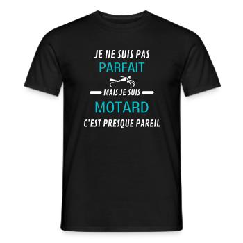 je ne suis pas parfait motarde - T-shirt homme - noir - Devant - AI Model Male 178 light (178cm)