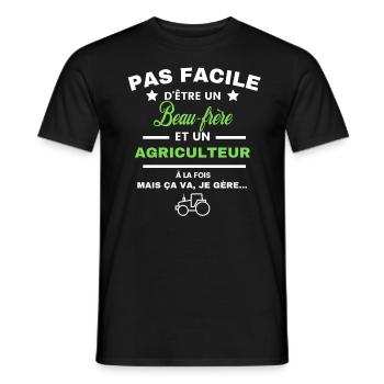 pas facile d'être agriculteur et Beau-frère - T-shirt homme - noir - Devant - AI Model Male 178 light (178cm)
