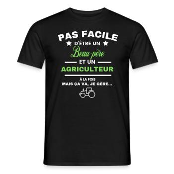 pas facile d'être agriculteur et Beau-père - T-shirt homme - noir - Devant - AI Model Male 178 light (178cm)