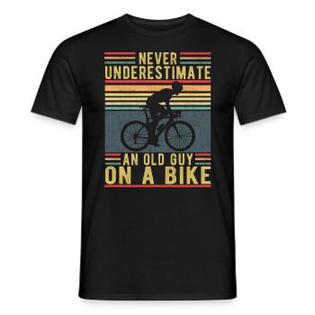 Never Underestimate An Old Guy On A Bike - Men's T-Shirt - black - Front - AI Model Male 178 light (178cm)