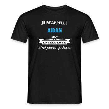 Je m'appelle excellence Aidan - T-shirt homme - noir - Devant - AI Model Male 178 light (178cm)