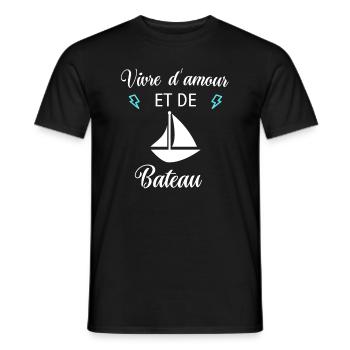 Vivre d'amour et de BATEAU - T-shirt homme - noir - Devant - AI Model Male 178 light (178cm)