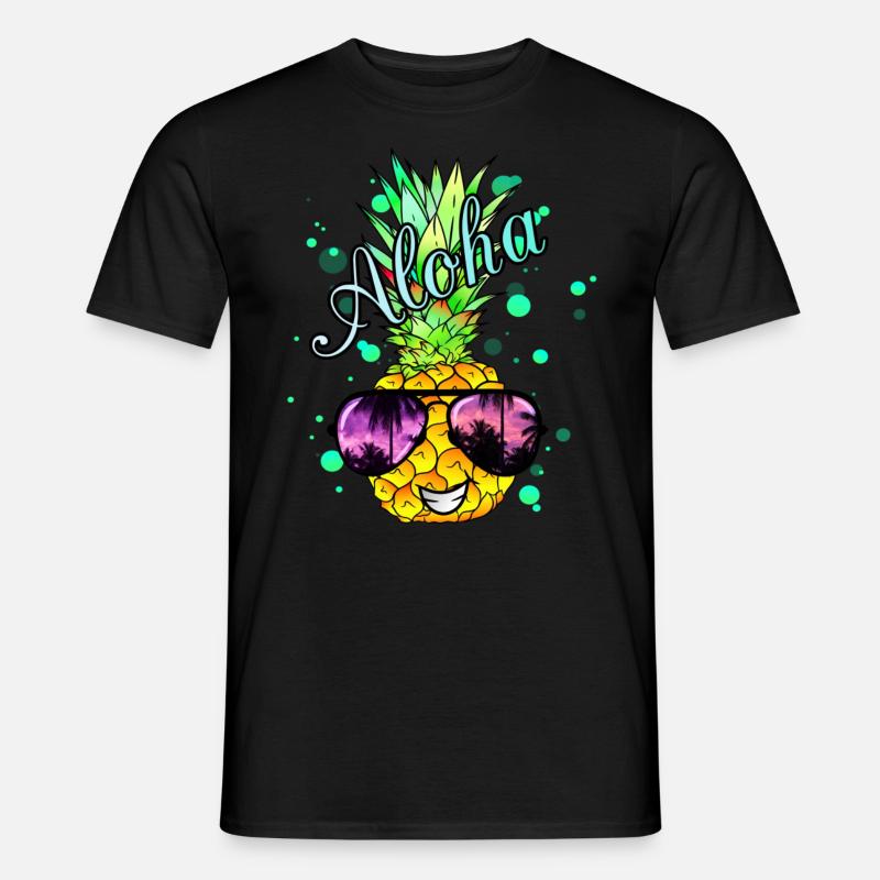 Aloha Ananas mit Farbspritzern - Männer T-Shirt - Schwarz
