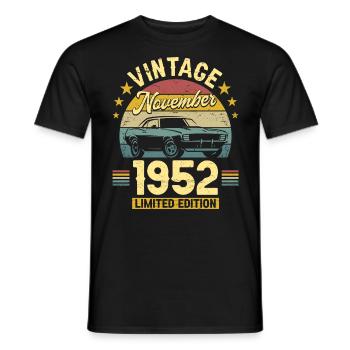 Vintage Novembre 1952 70 Ans Anniversaire - T-shirt homme - noir - Devant - AI Model Male 178 light (178cm)