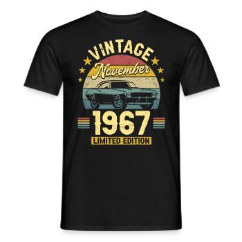 Vintage November 1967 55 years Anniversary - Men's T-Shirt - black - Front - AI Model Male 178 light (178cm)