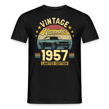 Vintage Novembre 1957 65 Ans Anniversaire - T-shirt homme - noir - Devant - AI Model Male 178 light (178cm)