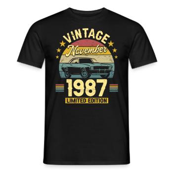 Vintage November 1987 35 years Anniversary - Men's T-Shirt - black - Front - AI Model Male 178 light (178cm)