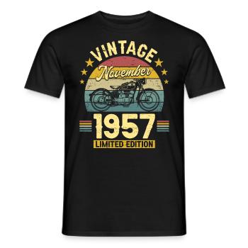 Vintage Novembre 1957 65 Ans Anniversaire - T-shirt homme - noir - Devant - AI Model Male 178 light (178cm)
