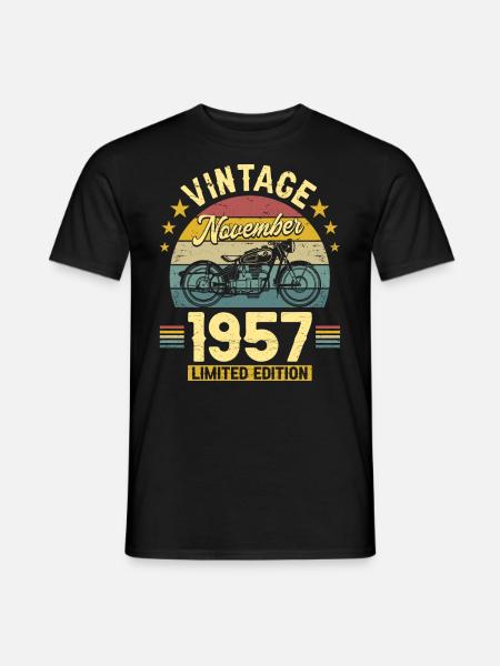 Vintage Novembre 1957 65 Ans Anniversaire - T-shirt homme - noir