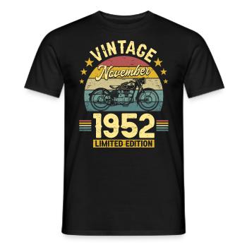 Vintage Novembre 1952 70 Ans Anniversaire - T-shirt homme - noir - Devant - AI Model Male 178 light (178cm)