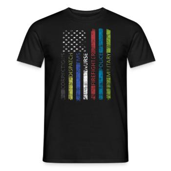 American Flag - Patriotic - Men's T-Shirt - black - Front - AI Model Male 178 light (178cm)