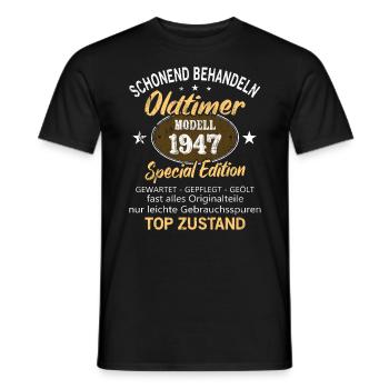 Oldtimer Baujahr 1947 Geboren Jahrgang 1947 - Männer T-Shirt - Schwarz - Vorne - AI Model Male 178 light (178cm)