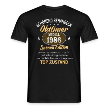Oldtimer Baujahr 1986 Geboren Jahrgang 1986 - Männer T-Shirt - Schwarz - Vorne - AI Model Male 178 light (178cm)