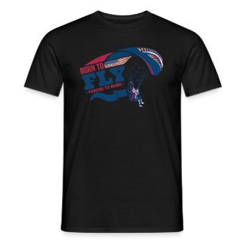 Bron To Fly Forced To Work Paramotor Pilot - Men's T-Shirt - black - Front - AI Model Male 178 light (178cm)