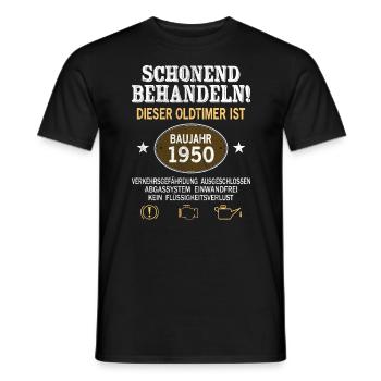 Schonend Behandeln Oldtimer Baujahr 1950 Geboren - Männer T-Shirt - Schwarz - Vorne - AI Model Male 178 light (178cm)