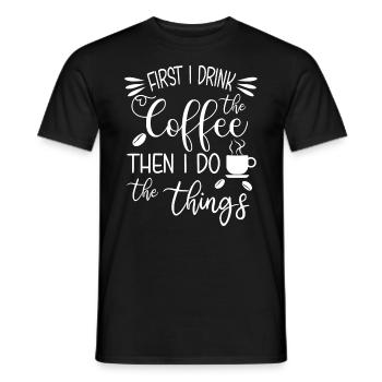 D’abord, je bois le café - T-shirt homme - noir - Devant - AI Model Male 178 light (178cm)