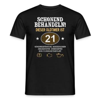 Schonend Behandeln Oldtimer Ist 21 Jahre 21. - Männer T-Shirt - Schwarz - Vorne - AI Model Male 178 light (178cm)