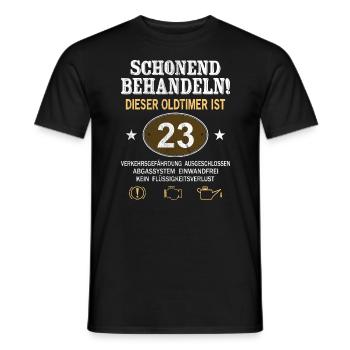 Schonend Behandeln Oldtimer Ist 23 Jahre 23. - Männer T-Shirt - Schwarz - Vorne - AI Model Male 178 light (178cm)