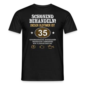 Schonend Behandeln Oldtimer Ist 35 Jahre 35. - Männer T-Shirt - Schwarz - Vorne - AI Model Male 178 light (178cm)