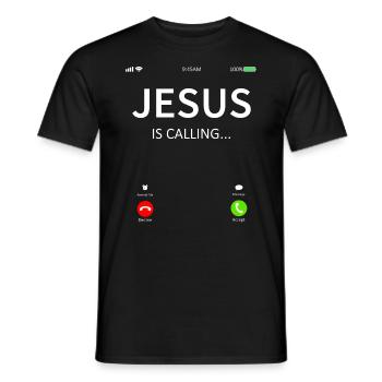 Jesus Is Calling Christian - Men's T-Shirt - black - Front - AI Model Male 178 light (178cm)