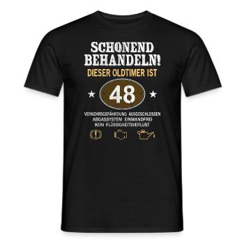 Schonend Behandeln Oldtimer Ist 48 Jahre 48. - Männer T-Shirt - Schwarz - Vorne - AI Model Male 178 light (178cm)