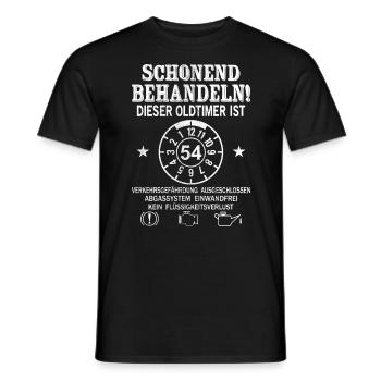 Schonend Behandeln Oldtimer Ist 54 Jahre 54. - Männer T-Shirt - Schwarz - Vorne - AI Model Male 178 light (178cm)