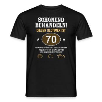 Schonend Behandeln Oldtimer Ist 70 Jahre 70. - Männer T-Shirt - Schwarz - Vorne - AI Model Male 178 light (178cm)