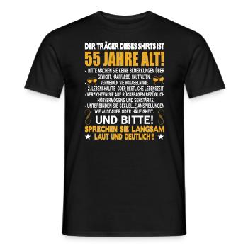 Der Träger dieses Shirts ist 55 Jahre alt 55. - Männer T-Shirt - Schwarz - Vorne - AI Model Male 178 light (178cm)