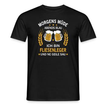 Morgens Müde Abends Blau Ich bin Fliesenleger - Männer T-Shirt - Schwarz - Vorne - AI Model Male 178 light (178cm)