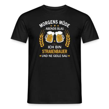 Morgens Müde Abends Blau Ich bin Straßenbauer - Männer T-Shirt - Schwarz - Vorne - AI Model Male 178 light (178cm)