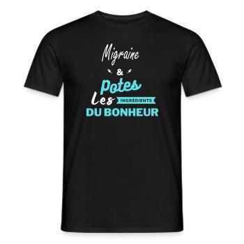 potes les ingrédients du bonheur Migraine - T-shirt homme - noir - Devant - AI Model Male 178 light (178cm)
