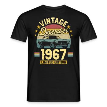 Vintage December 1967 55 years anniversary - Men's T-Shirt - black - Front - AI Model Male 178 light (178cm)