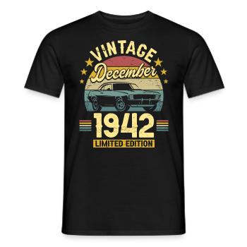 Vintage December 1942 80 years Anniversary - Men's T-Shirt - black - Front - AI Model Male 178 light (178cm)