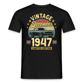 Vintage December 1947 75 years anniversary - Men's T-Shirt - black - Front - AI Model Male 178 light (178cm)