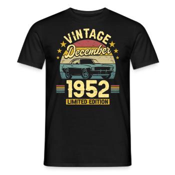 Vintage Décembre 1952 70 Ans Anniversaire - T-shirt homme - noir - Devant - AI Model Male 178 light (178cm)