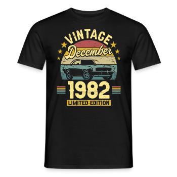 Vintage Décembre 1982 40 Ans Anniversaire - T-shirt homme - noir - Devant - AI Model Male 178 light (178cm)