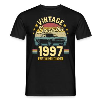 Vintage Décembre 1997 25 Ans Anniversaire - T-shirt homme - noir - Devant - AI Model Male 178 light (178cm)