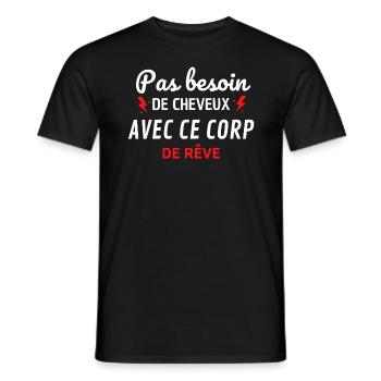 PAS BESOIN de cheveux avec ce corp de rêve - T-shirt homme - noir - Devant - AI Model Male 178 light (178cm)