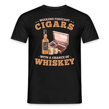 Weekend Forecast Cigars with a Chance of Whiskey - Men's T-Shirt - black - Front - AI Model Male 178 light (178cm)